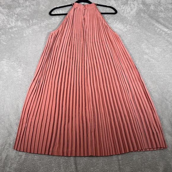 Banana Republic Dress Womens Large Pink Pleated Halter Midi Trapeze Satin NWT - Picture 6 of 9